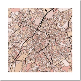 Brussels Map Pattern in Soft Pink Pastels Posters and Art
